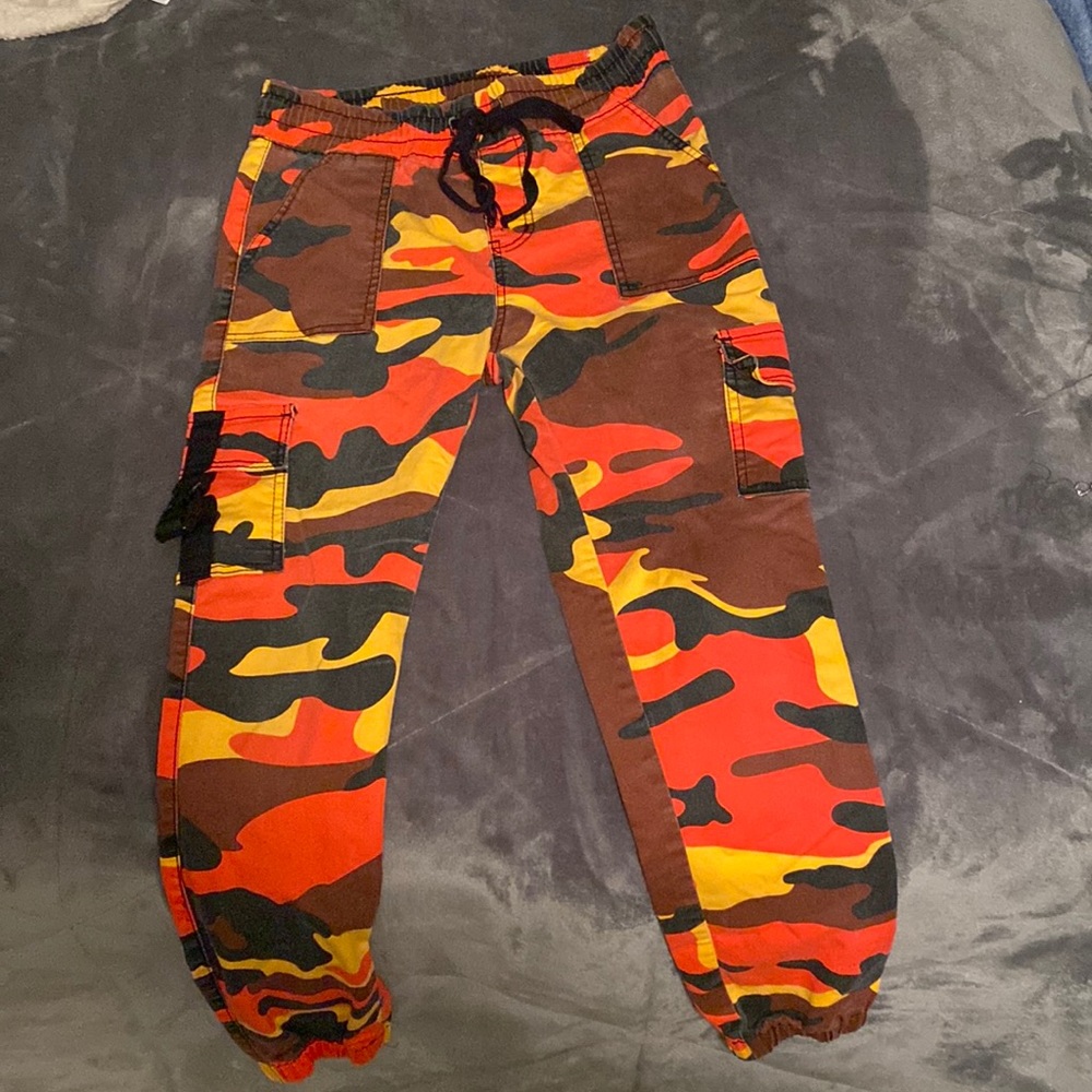 Orange camo joggers